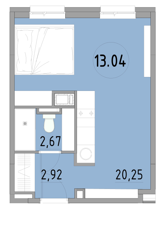 Студия 27,5 м²