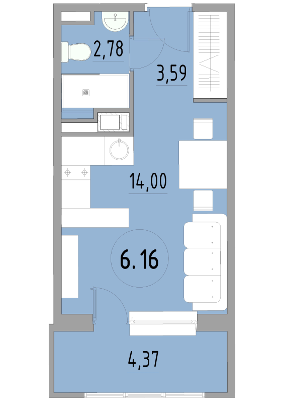 Студия 24,8 м²