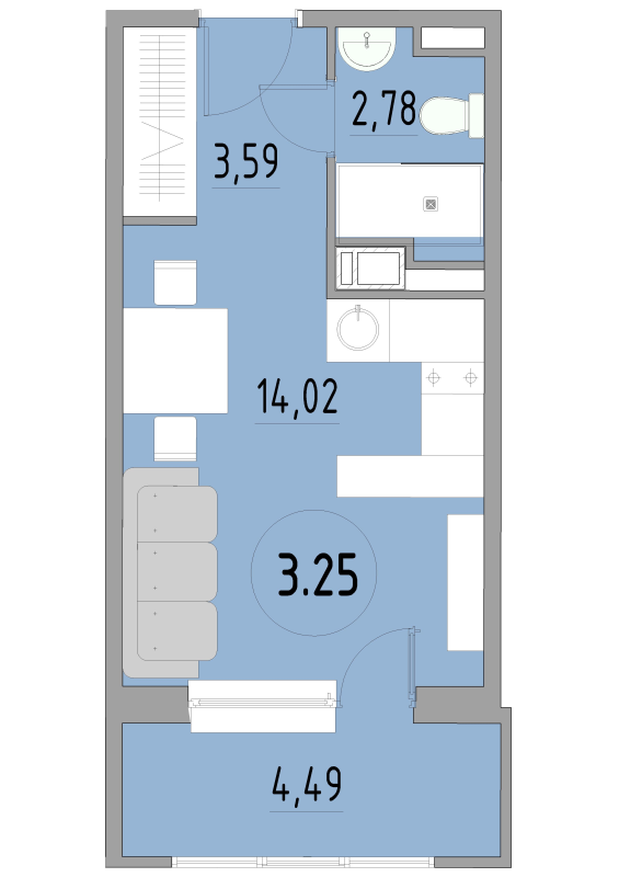 Студия 24,8 м²