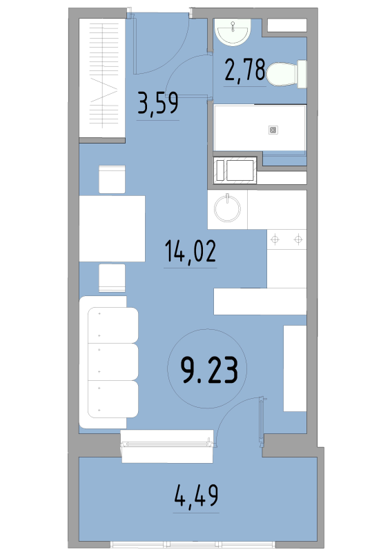 Студия 24,9 м²