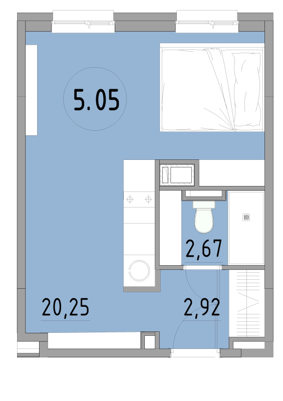 Студия 27,5 м²
