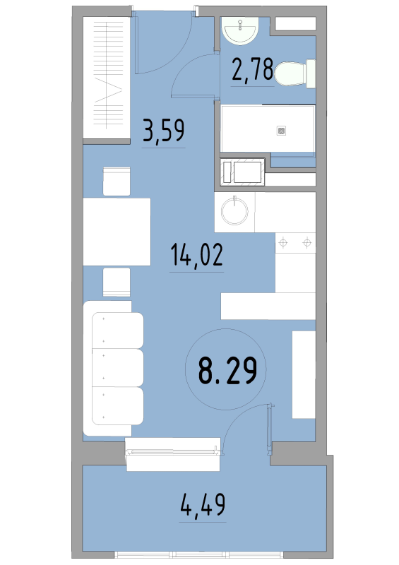 Студия 25 м²