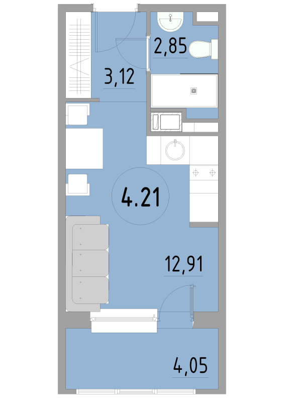 Студия 23,1 м²