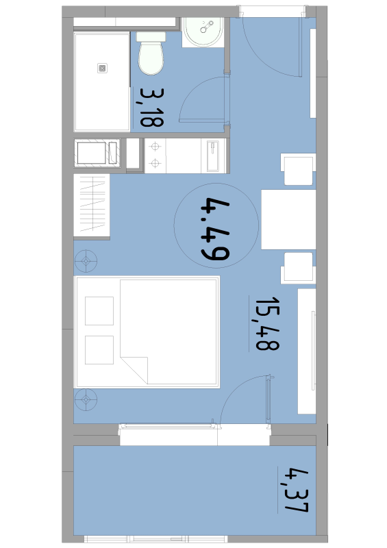 Студия 22,9 м²