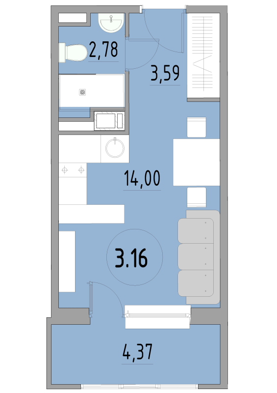 Студия 24,7 м²