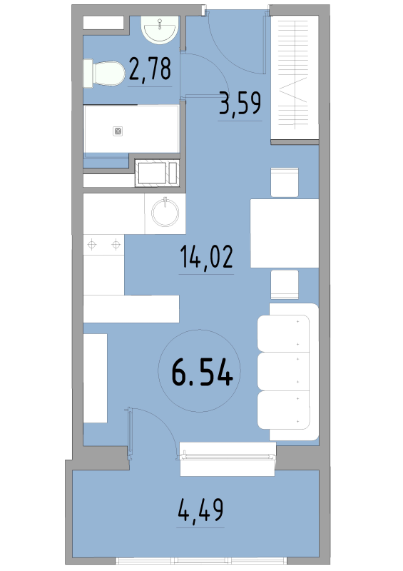 Студия 25,1 м²