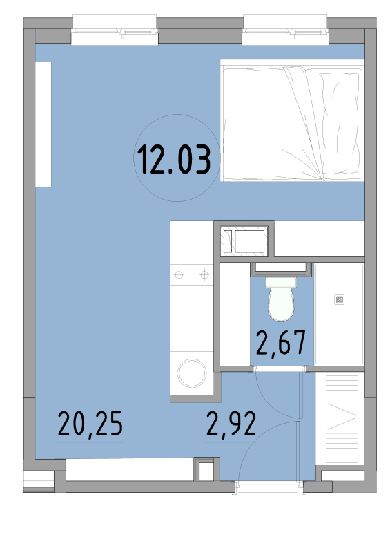 Студия 27,5 м²