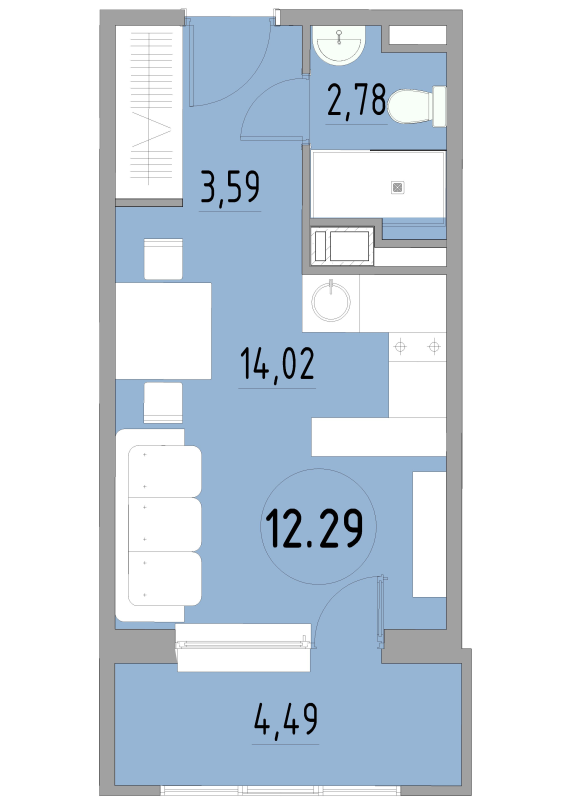 Студия 25 м²