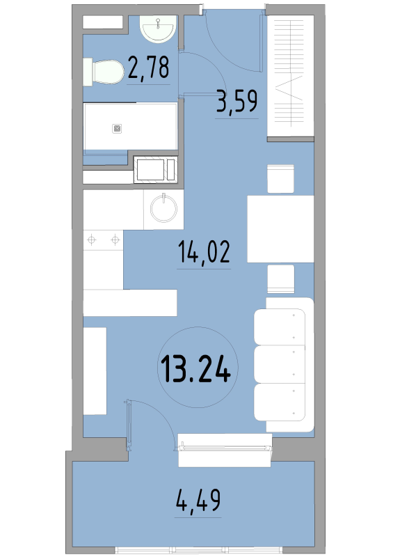 Студия 24,9 м²