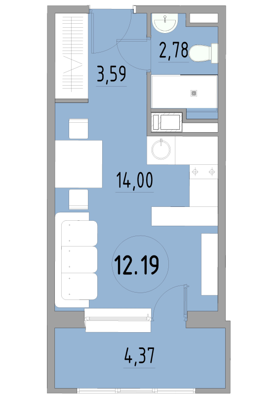 Студия 24,9 м²