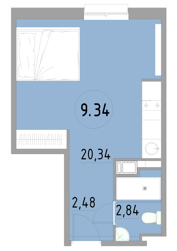 Студия 25,7 м²