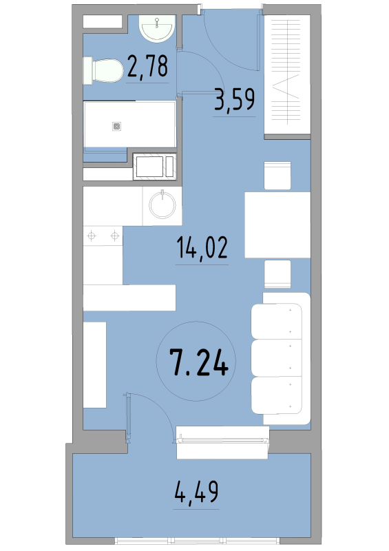 Студия 24,9 м²