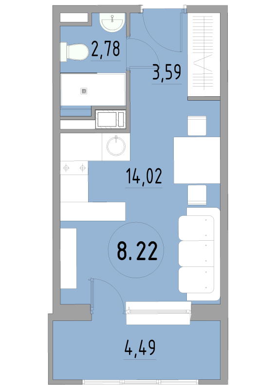 Студия 24,9 м²