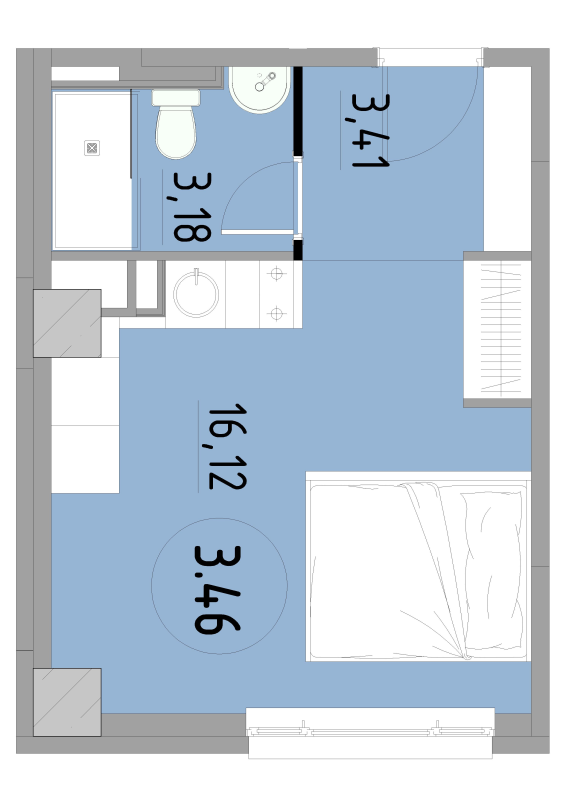 Студия 22,7 м²