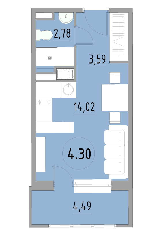 Студия 26,7 м²
