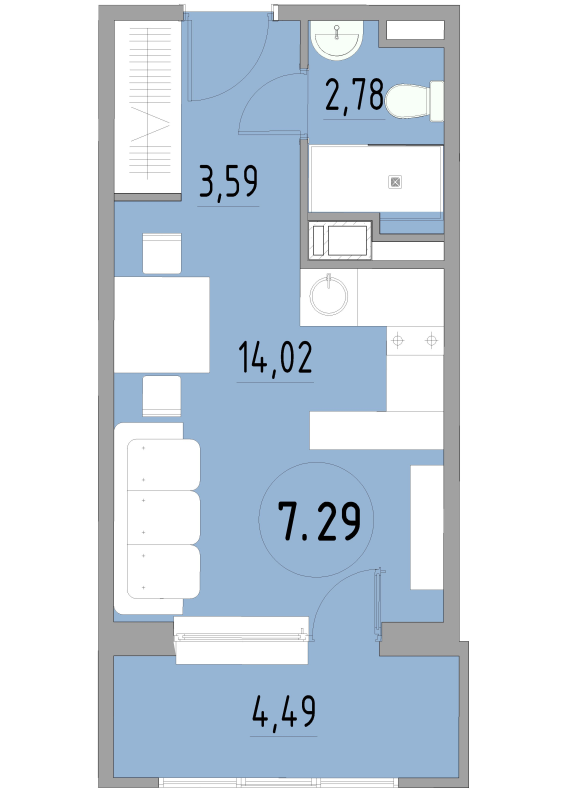 Студия 25 м²