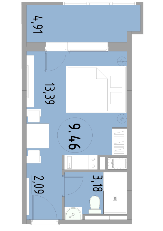 Студия 23,6 м²