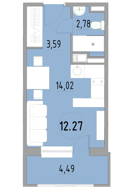 Студия 24,9 м²
