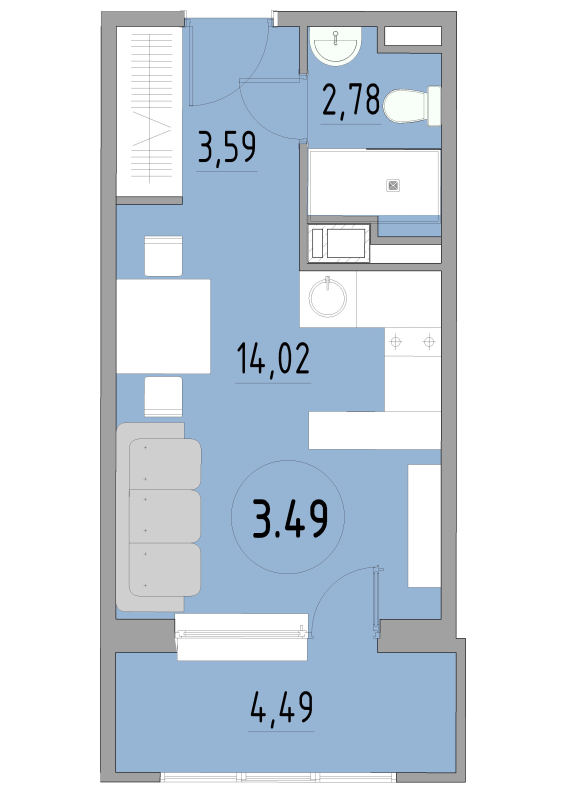 Студия 25 м²
