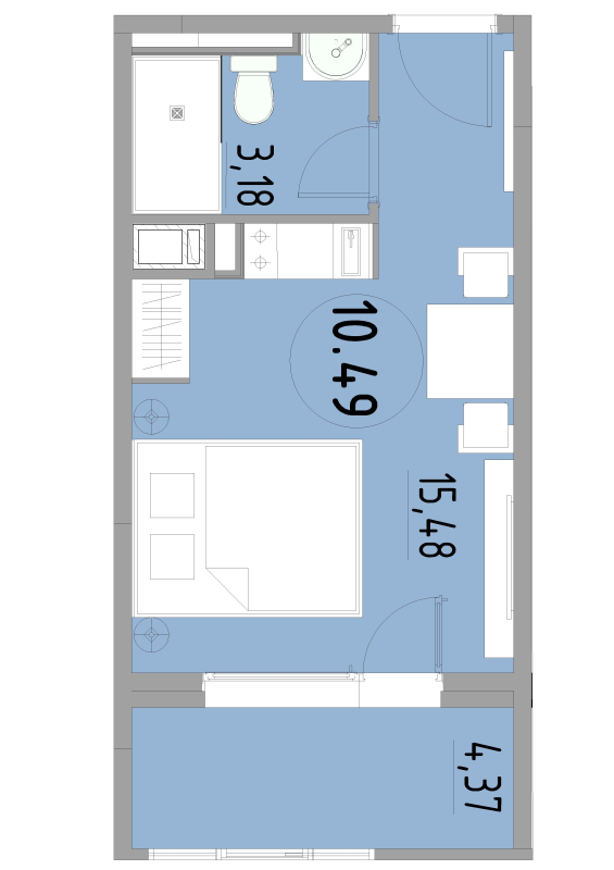 Студия 23 м²
