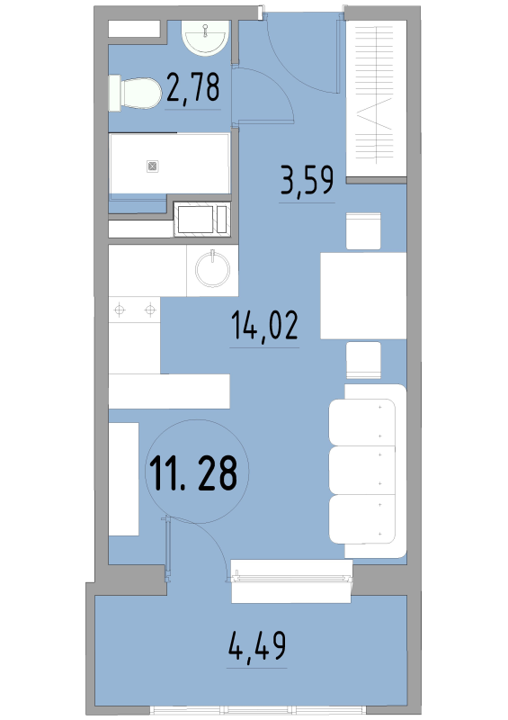 Студия 25 м²