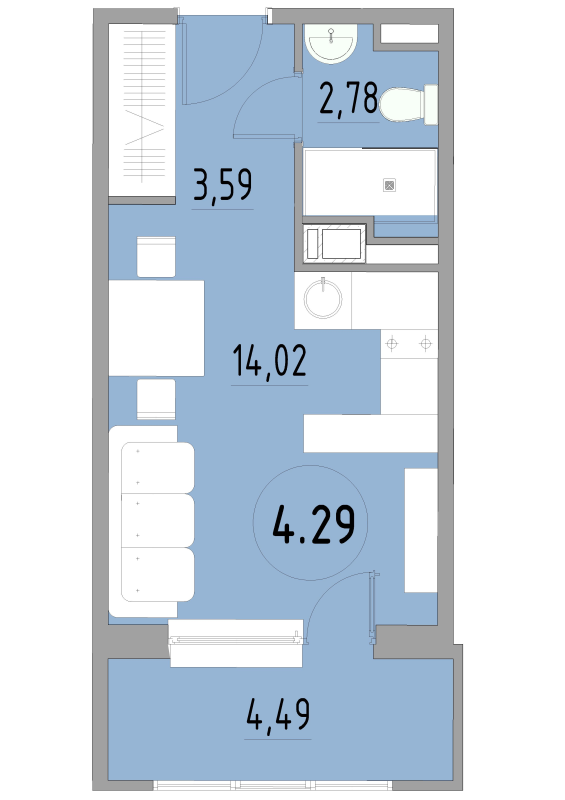 Студия 25 м²