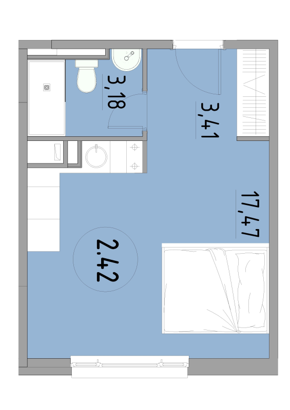 Студия 24,4 м²