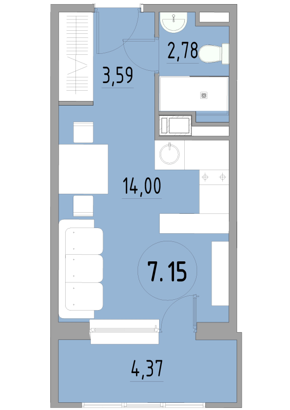 Студия 24,9 м²