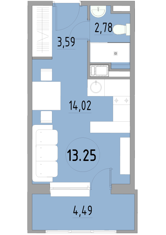 Студия 24,9 м²