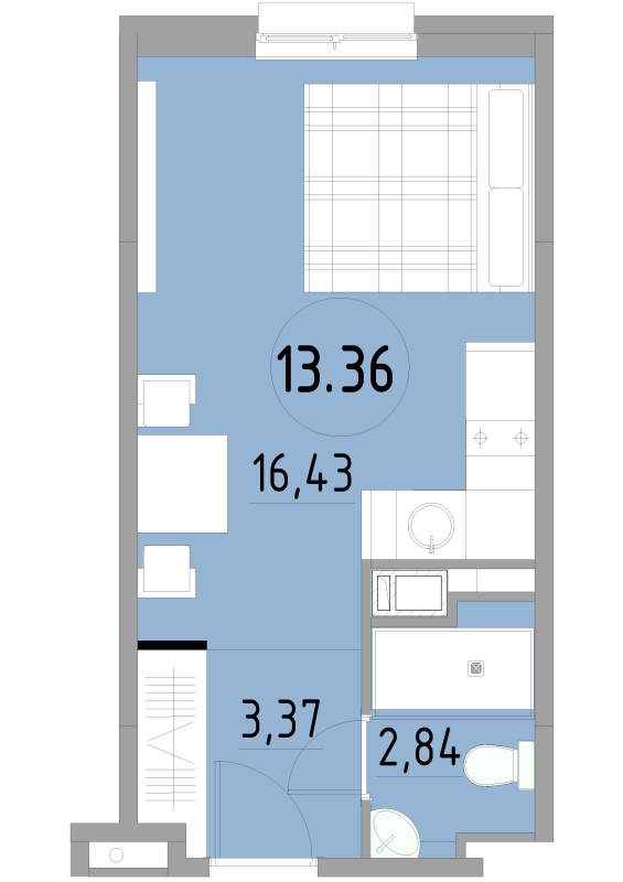 Студия 22,6 м²