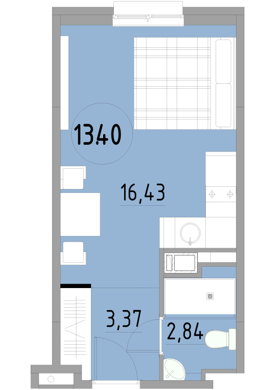 Студия 22,6 м²