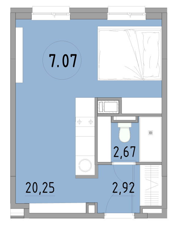 Студия 27,5 м²