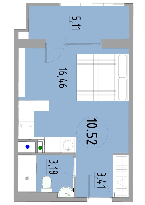 Студия 28,8 м²