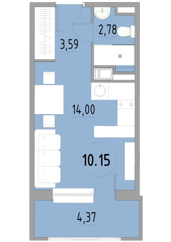 Студия 24,9 м²