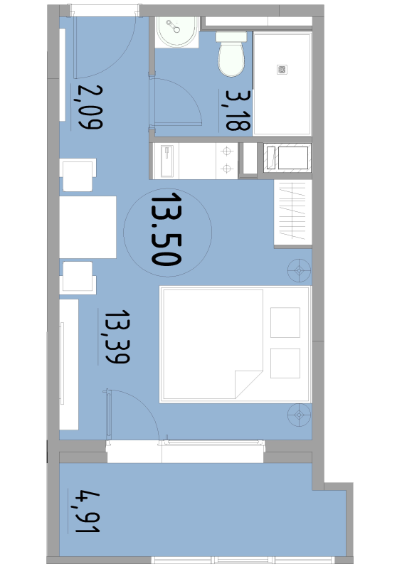 Студия 23,6 м²