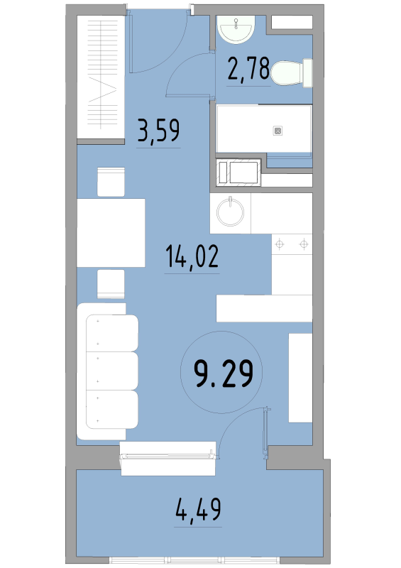 Студия 25 м²