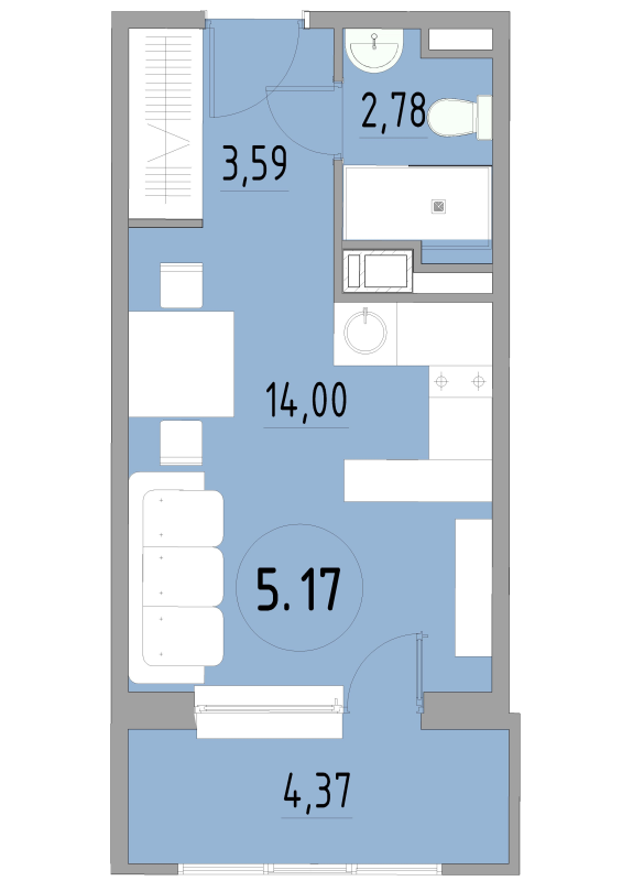 Студия 24,9 м²