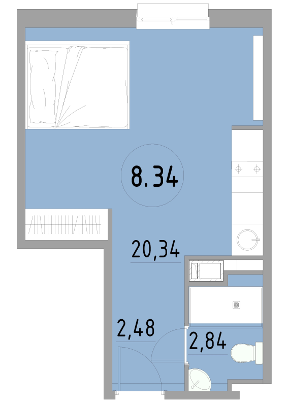 Студия 25,7 м²