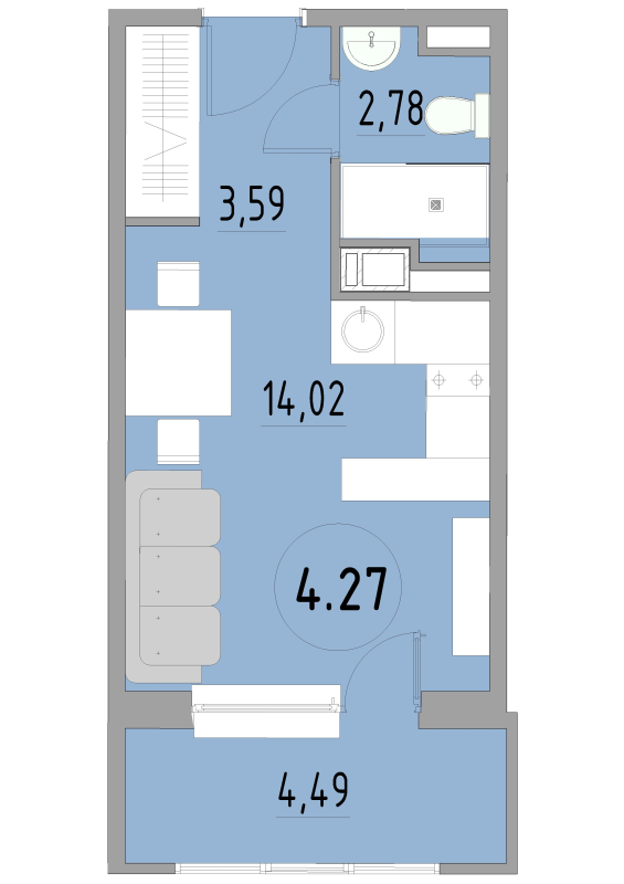 Студия 25 м²