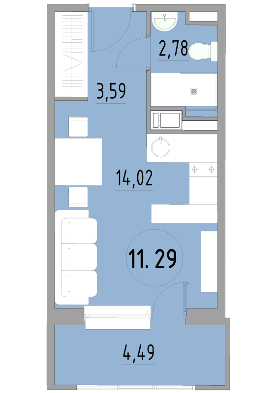Студия 25 м²