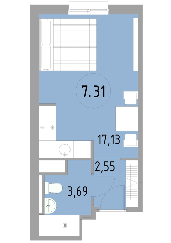 Студия 23,4 м²