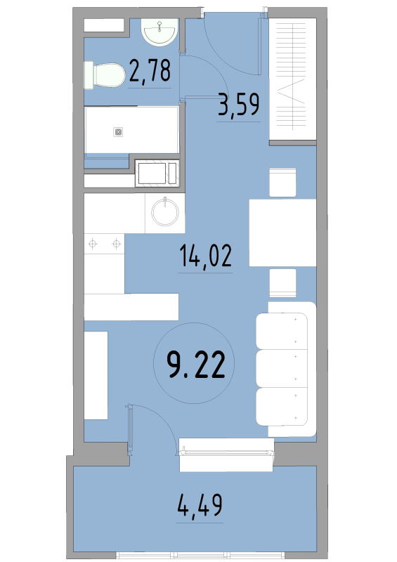 Студия 24,9 м²