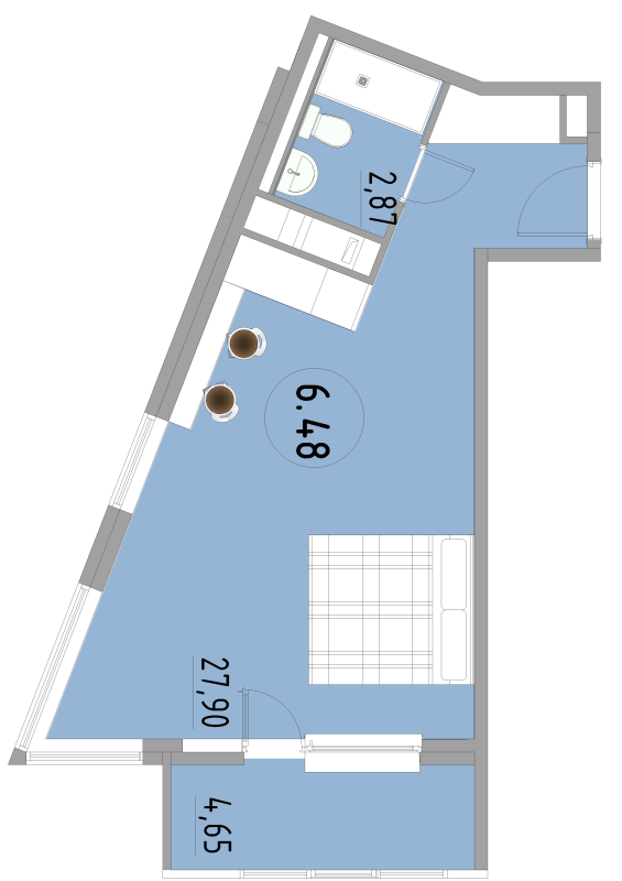 Студия 35,8 м²