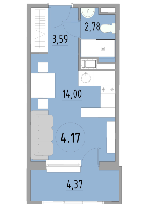 Студия 24,9 м²