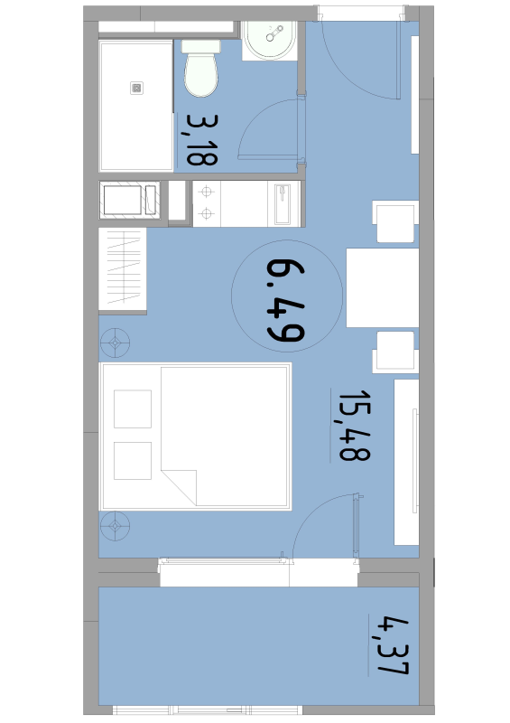 Студия 23 м²