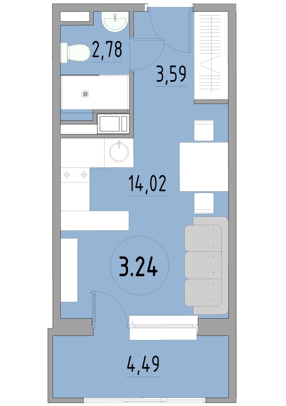 Студия 24,8 м²