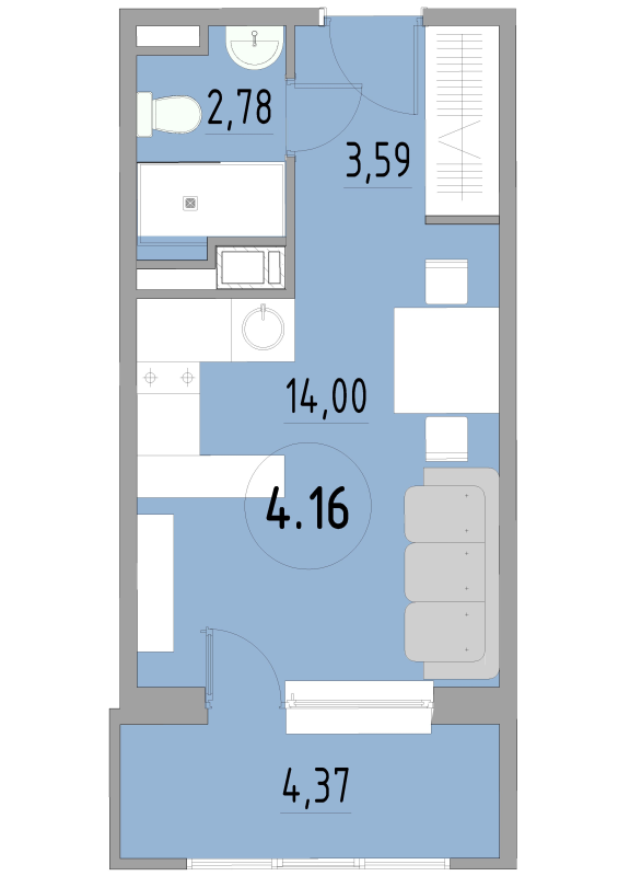 Студия 24,8 м²
