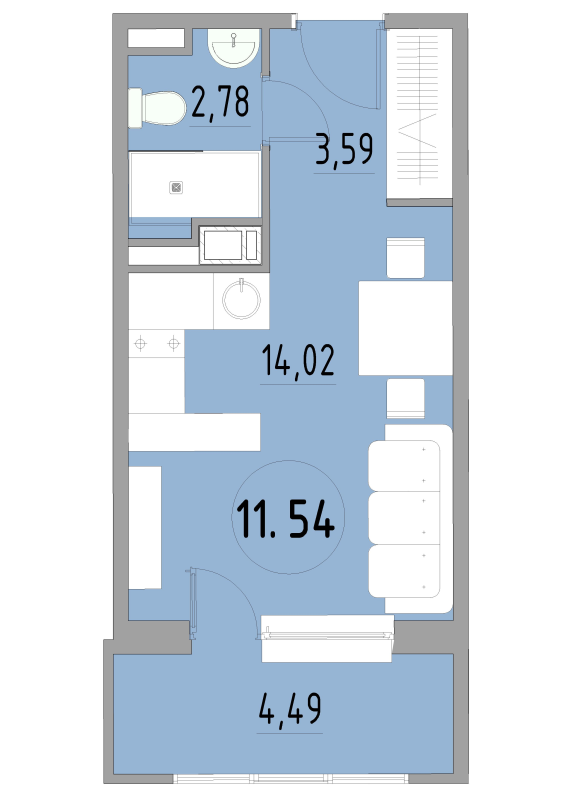 Студия 25,1 м²
