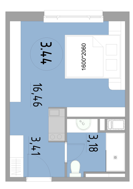 Студия 23,1 м²