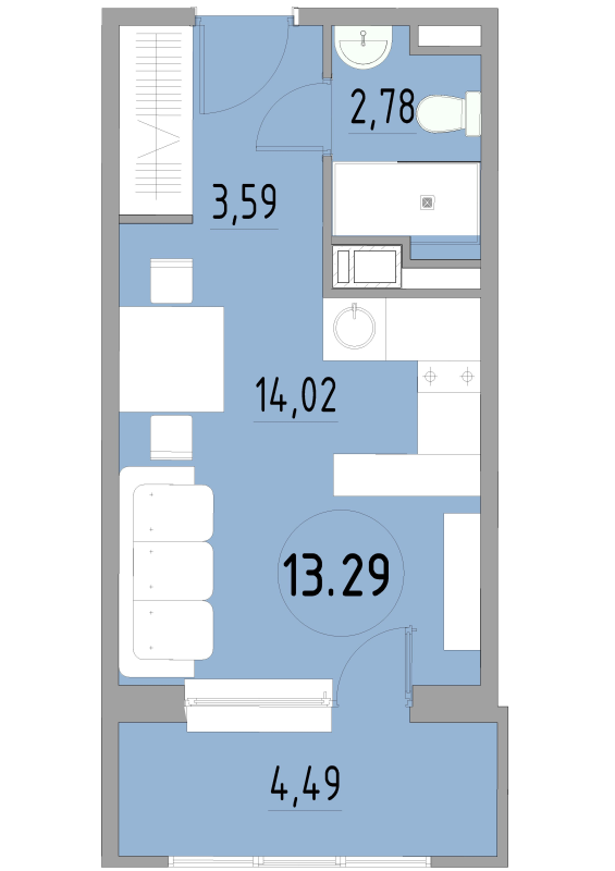 Студия 25 м²